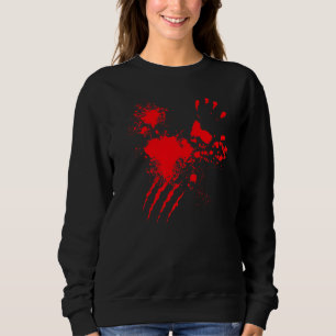 Blood Splatter Bloody Hand Real  Halloween Costume Sweatshirt