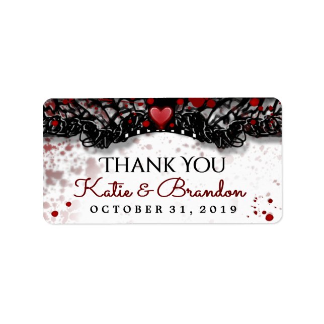 Blood Splatter Halloween Wedding Thank You Labels (Front)