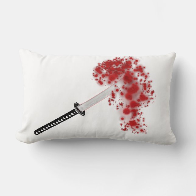 Blood Splatter Katana Lumbar Cushion (Front)