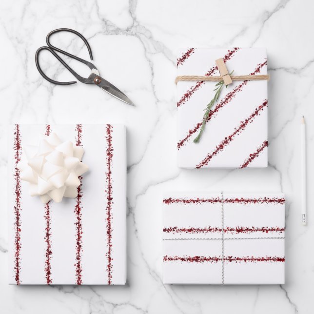 Blood splatter pinstripe gift wrap sheets (Front)