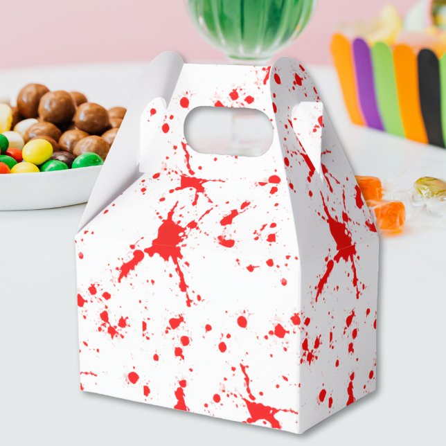 Blood Splatter Red & White Halloween Favour Box (Blood Splatter Red & White Halloween Favor Box)