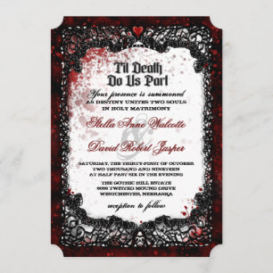 Blood Splattered Halloween Wedding RECEPTION INFO Invitation