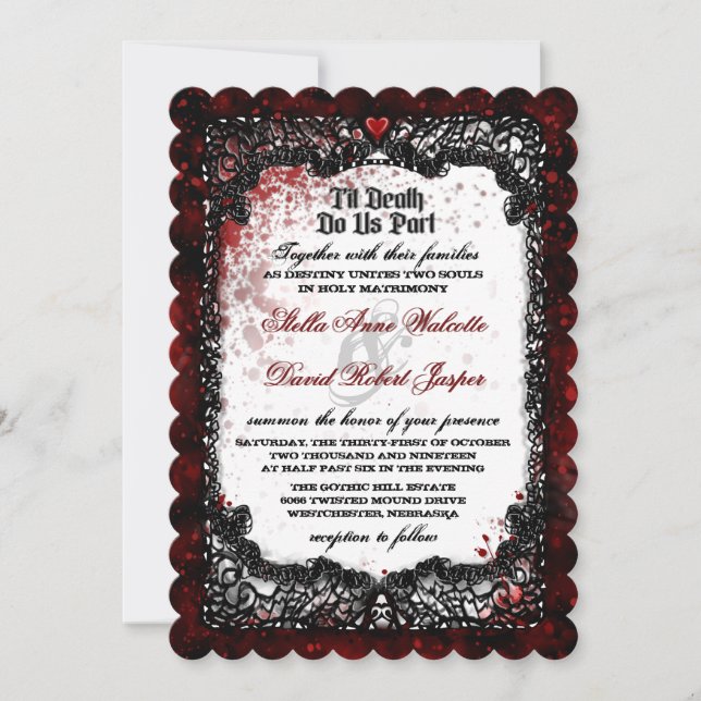 Blood Splattered Wedding Invite "Together With" (Front)