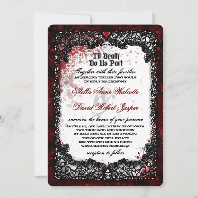 Blood Splattered Wedding "Together With" Invitation (Front)