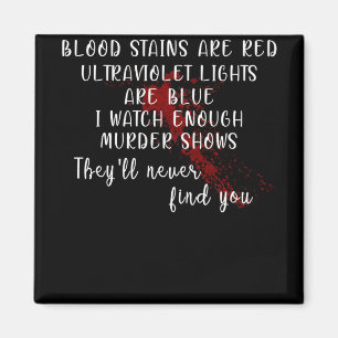 blood stains are red, ultraviolet lights are blue magnet