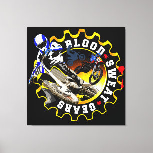 Blood Sweat Gears Motocross Canvas Print
