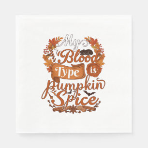 Blood Type Is Pumpkin Spice Halloween Black Cat Napkin
