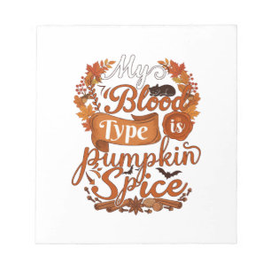 Blood Type Is Pumpkin Spice Halloween Black Cat Notepad