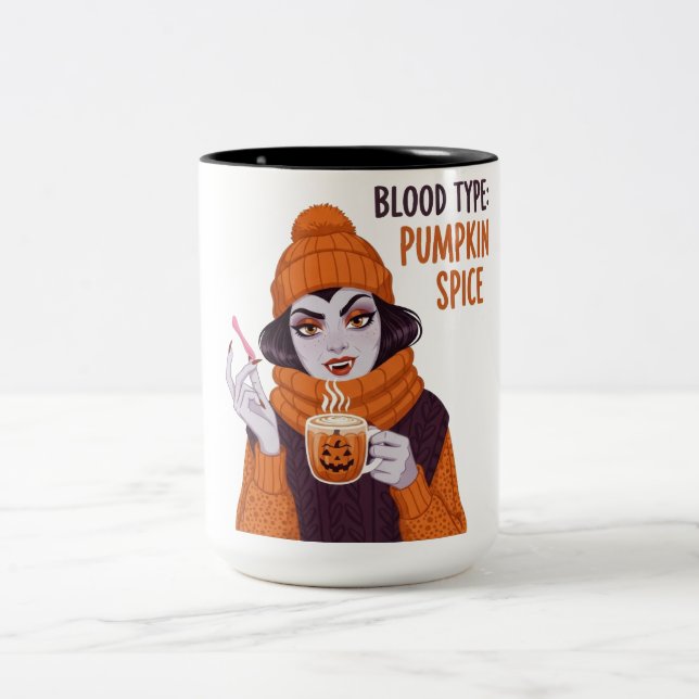 Blood Type: Pumpkin Spice Two-Tone Coffee Mug (Center)