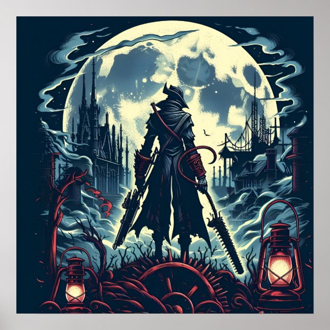 Bloodborne Video Game Hunters Poster (Front)
