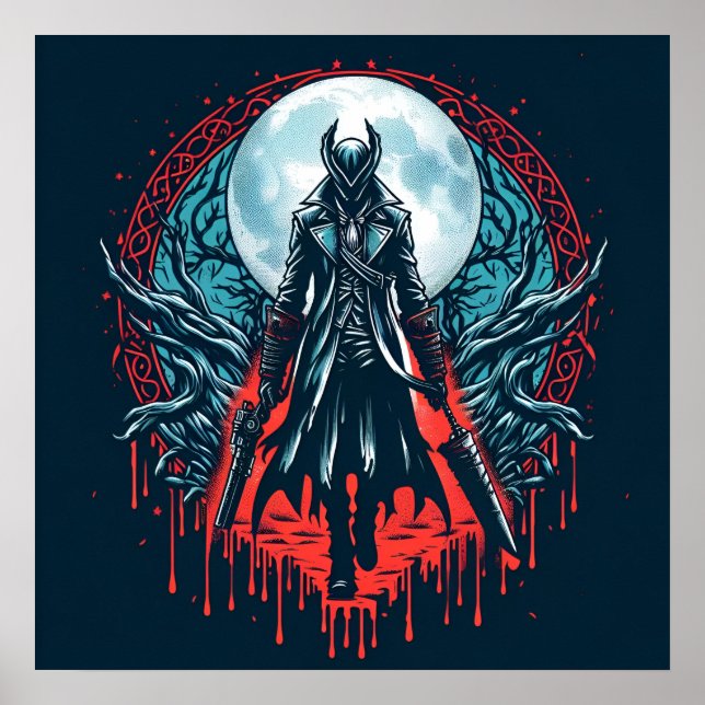 Bloodborne Video Game Hunters Poster (Front)