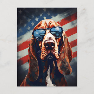 Bloodhound 4th of July Independence day Postcard