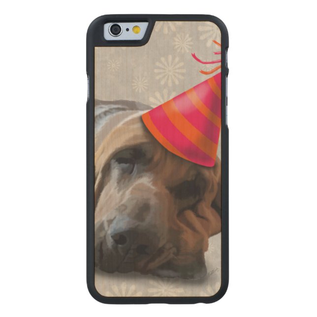 Bloodhound After the Party Carved Wood iPhone Case (Back)