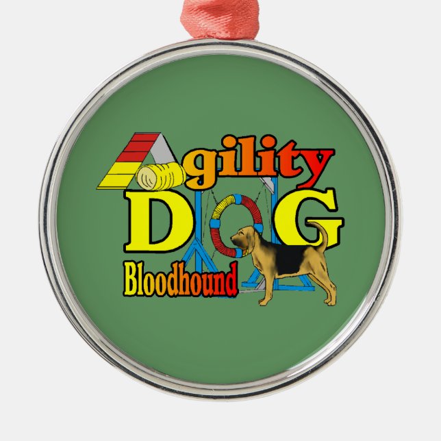Bloodhound Agility Metal Tree Decoration (Front)
