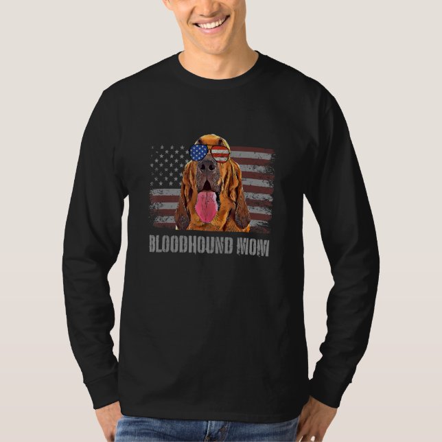 Bloodhound Best Dog Mum Ever Retro Usa American Fl T-Shirt (Front)