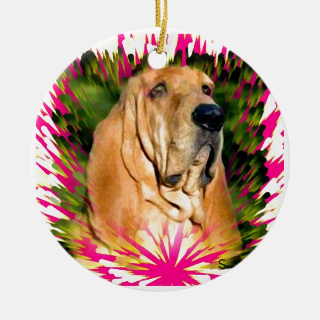 Bloodhound Ceramic Tree Decoration (Front)