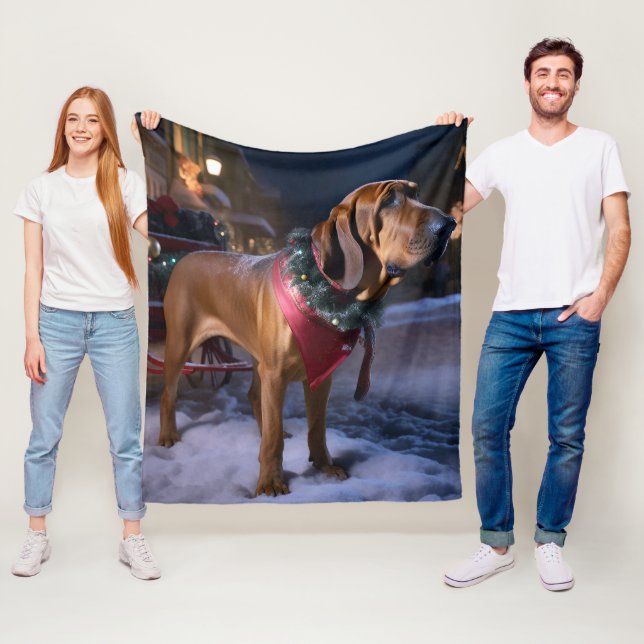 Bloodhound Christmas Festive Season Fleece Blanket (In Situ)