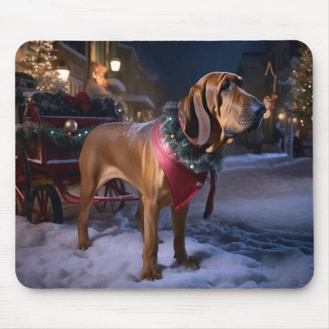 Bloodhound Christmas Festive Season Mouse Pad (Front)