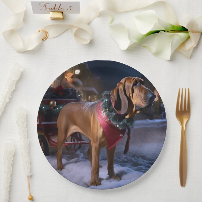 Bloodhound Christmas Festive Season Paper Plate (Wedding)
