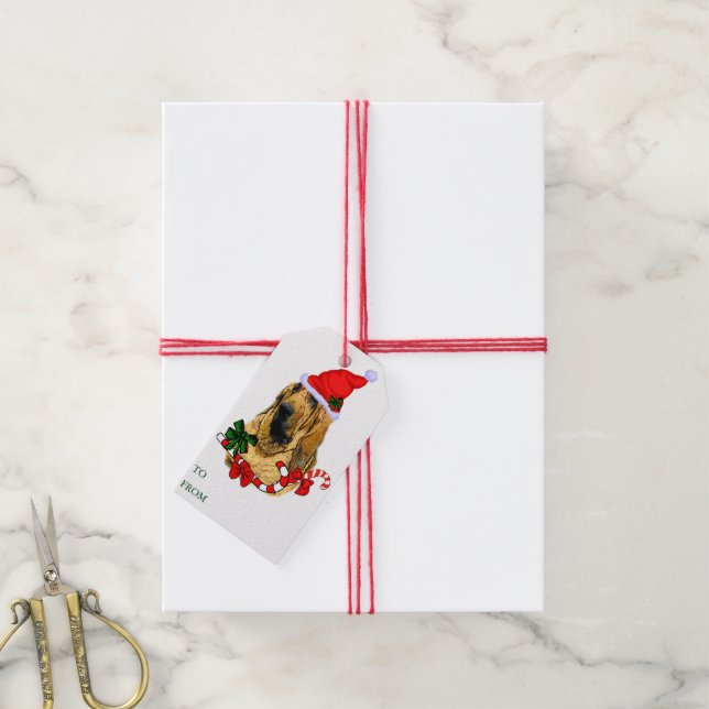 Bloodhound Christmas Gift Tags (With Twine)