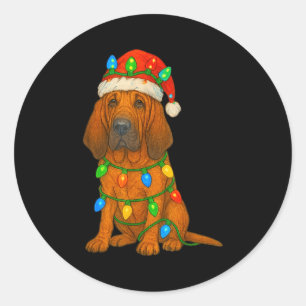 Bloodhound Christmas Lights Dog Lover Xmas Pajama  Classic Round Sticker