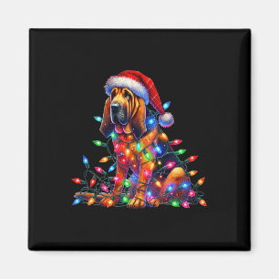 Bloodhound Christmas Lights Santa Hat Dog Lover Magnet