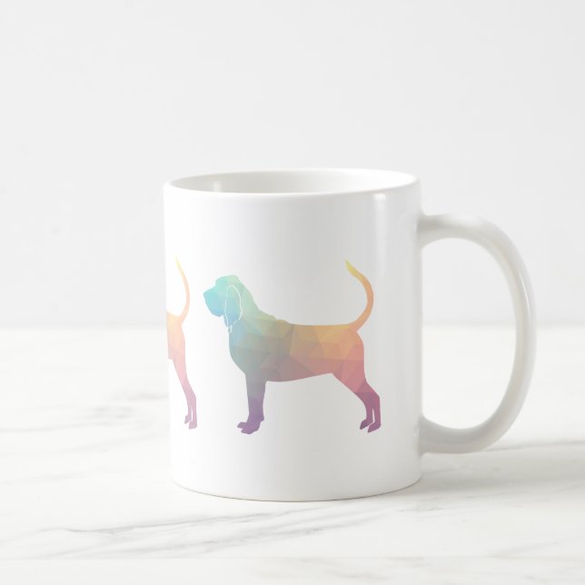 Bloodhound Colourful Geo Pattern Silhouette Pastel Coffee Mug (Right)
