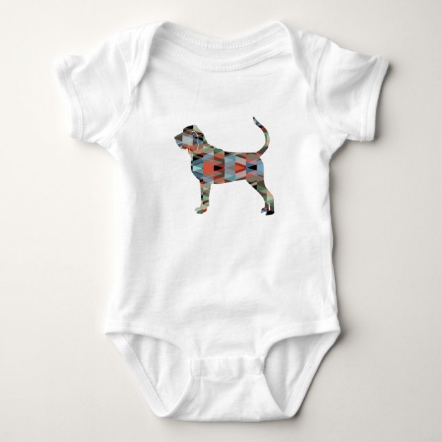 Bloodhound Colourful Geo Pattern Silhouette Plaid Baby Bodysuit (Front)