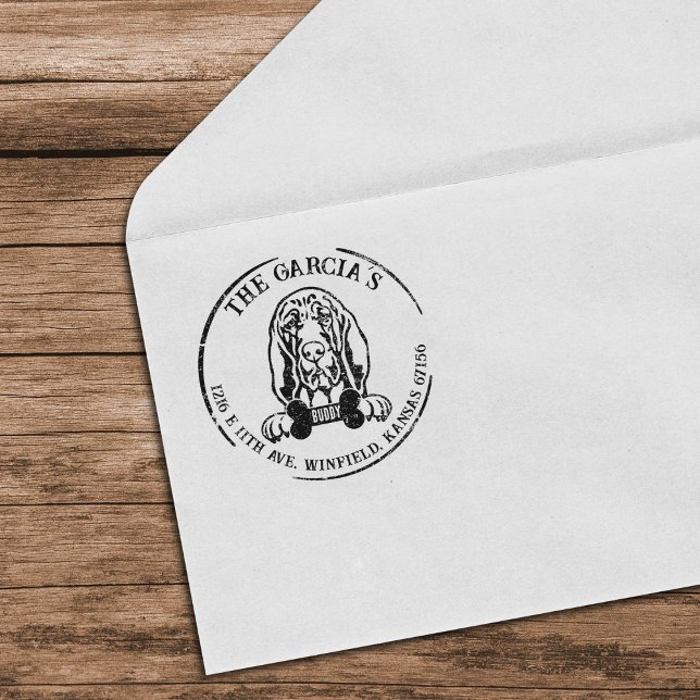 Bloodhound Custom Family Return Address     Rubber Stamp (Creator Uploaded)