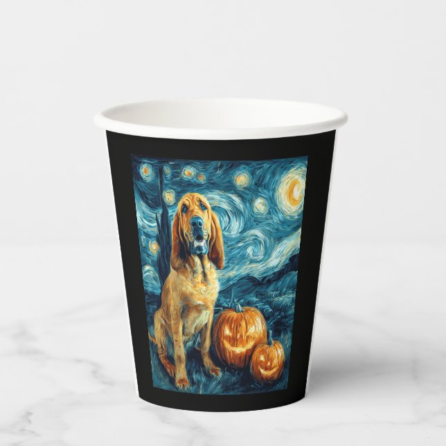 Bloodhound Cute Dog Halloween Jack O Lantern Pumpk Paper Cups (Front)