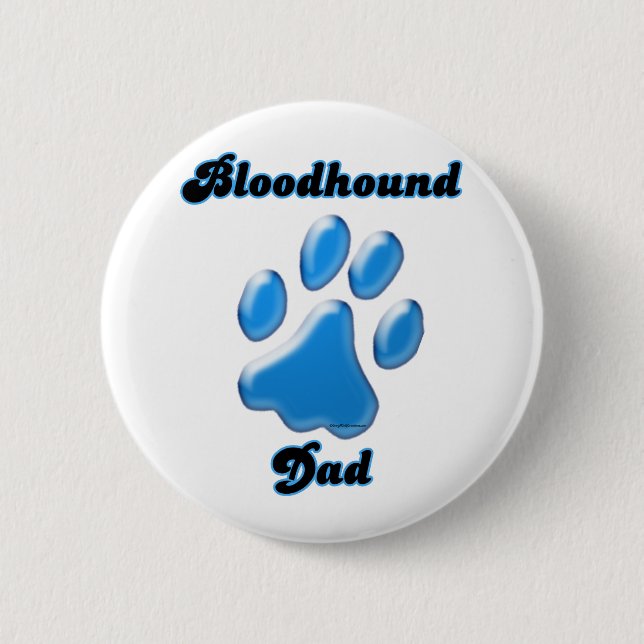 Bloodhound Dad Blue Pawprint  - Button (Front)