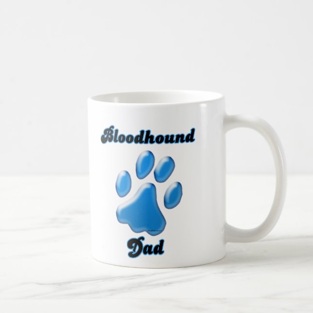 Bloodhound Dad Blue Pawprint  Coffee Mug (Right)