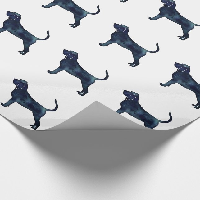 Bloodhound Dog Breed Black Watercolor Wrapping Paper (Corner)