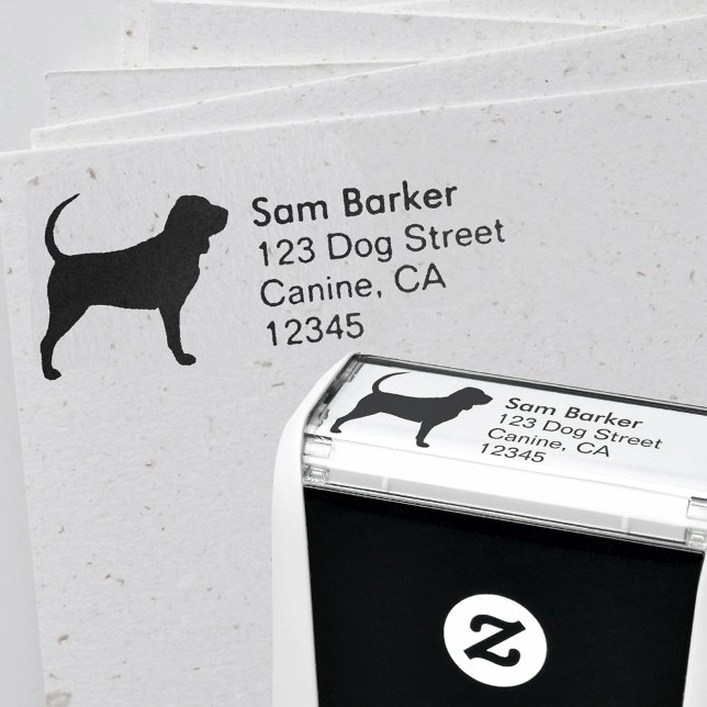 Bloodhound Dog Breed Silhouette Return Address Self-inking Stamp (Creator Uploaded)