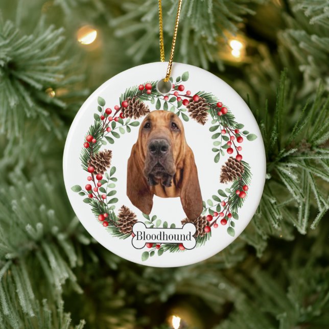  Bloodhound dog Ceramic Tree Decoration (Tree)