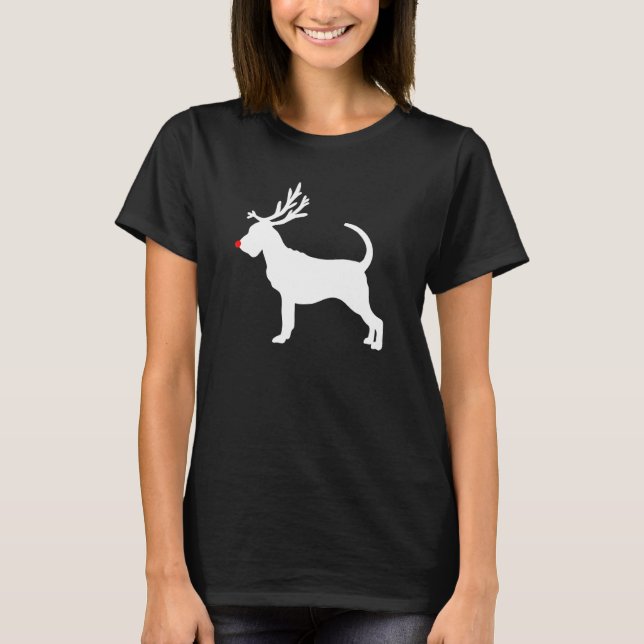 Bloodhound Dog Christmas Reindeer Antlers Xmas T-Shirt (Front)