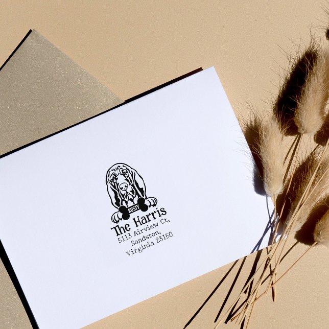 Bloodhound Dog, Custom Return Address,  Rubber Stamp (Creator Uploaded)