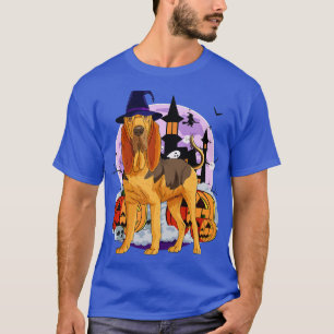 Bloodhound Dog Cute Witch Halloween Pumpkin T-Shirt