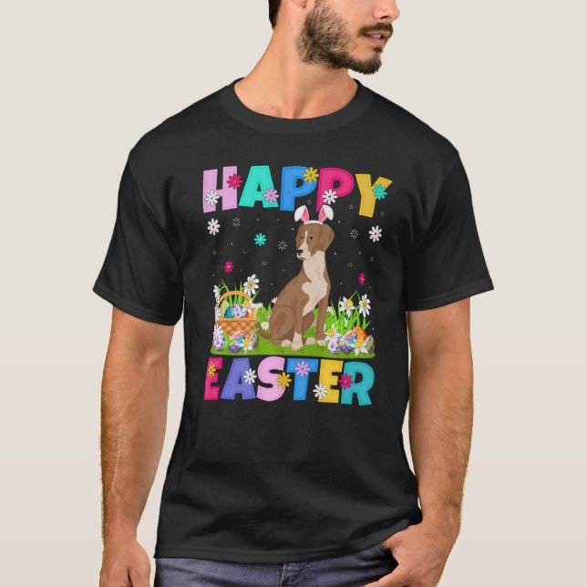Bloodhound Dog Happy Easter Bunny Bloodhound Easte T-Shirt (Front)