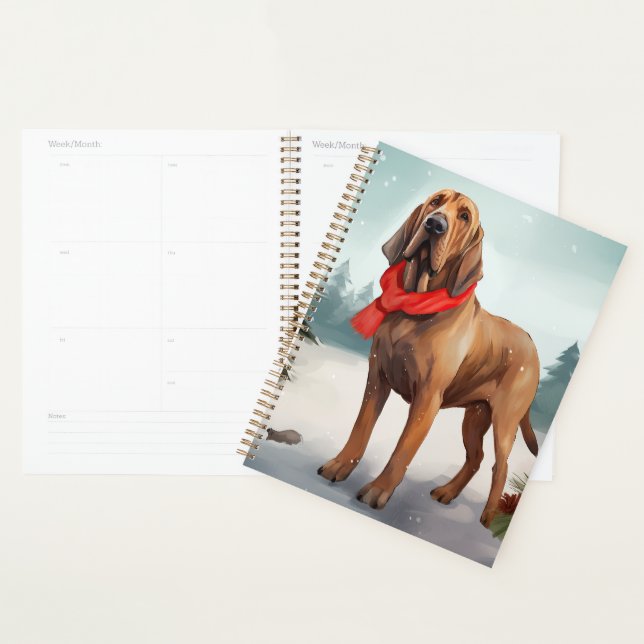 Bloodhound Dog in Snow Christmas Planner (Display)