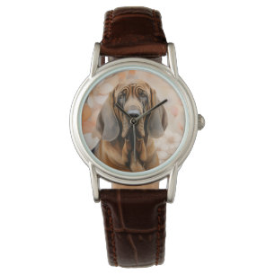 Bloodhound Dog Lover and Peach Blossoms Watch