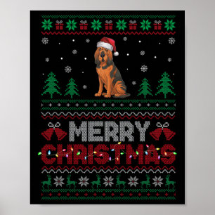 Bloodhound Dog Lovers Santa Hat Christmas Tree Lig Poster