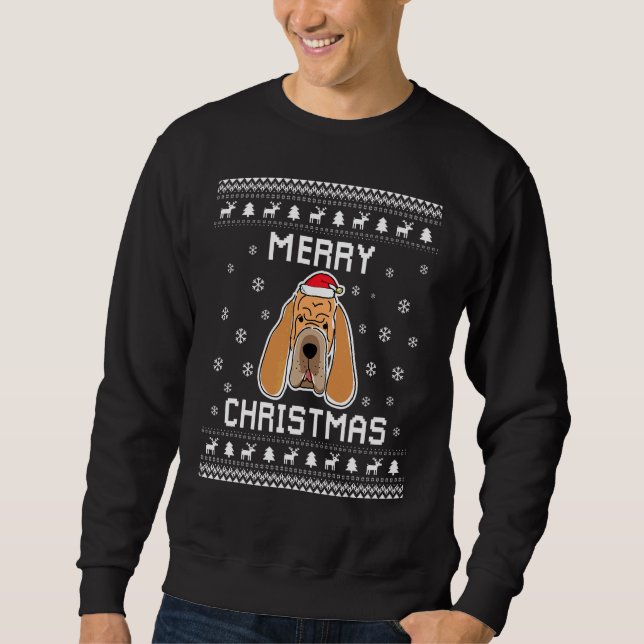 Bloodhound Dog Owner Ugly Christmas Sweater For Ho (Front)