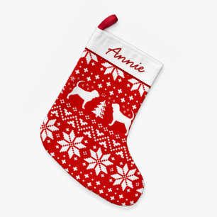 Bloodhound Dog Silhouettes Holiday Pattern Cute Small Christmas Stocking