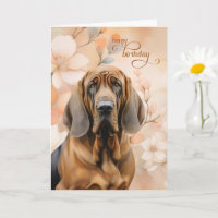 Bloodhound Dog Soft Peach Blossoms Birthday