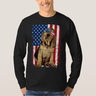 Bloodhound Dog Usa Flag America Patriotic 4th Of J T-Shirt