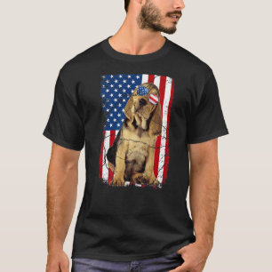 Bloodhound Dog Usa Flag America Patriotic 4th Of J T-Shirt