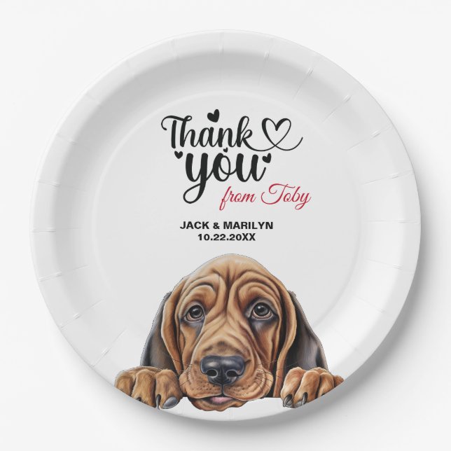 Bloodhound Dog Wedding Cocktail Paper Plate (Front)