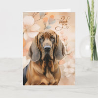 Bloodhound Dog with Peach Blossoms