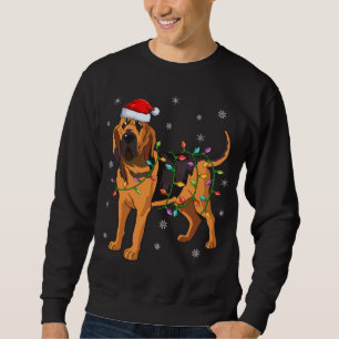 Bloodhound Dog Xmas Lighting Santa Hat Bloodhound  Sweatshirt